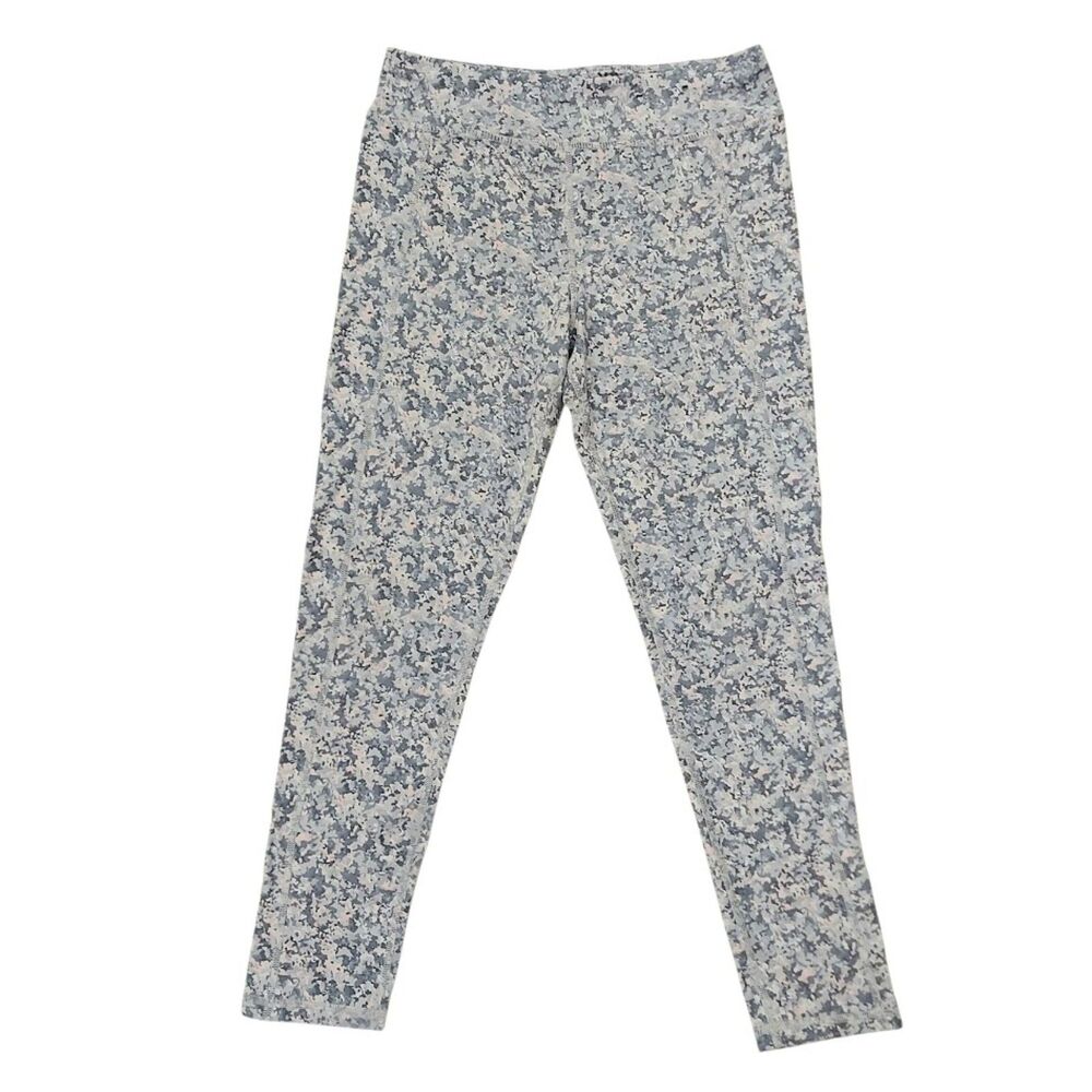 Xersion 7/8 Ankle Leggings Youth L/14 Regular Gray Pink Quick-Dri High Rise Camo
